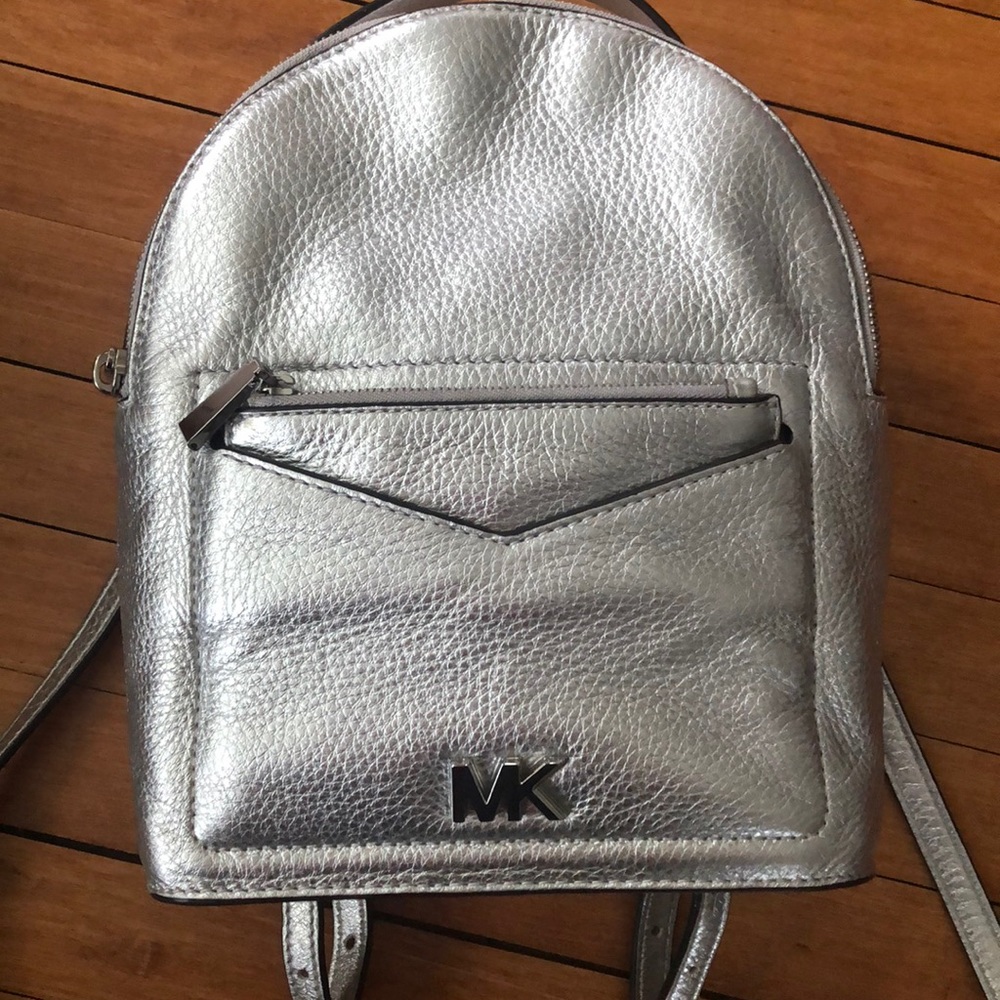 Michael Kors silver mini backpack